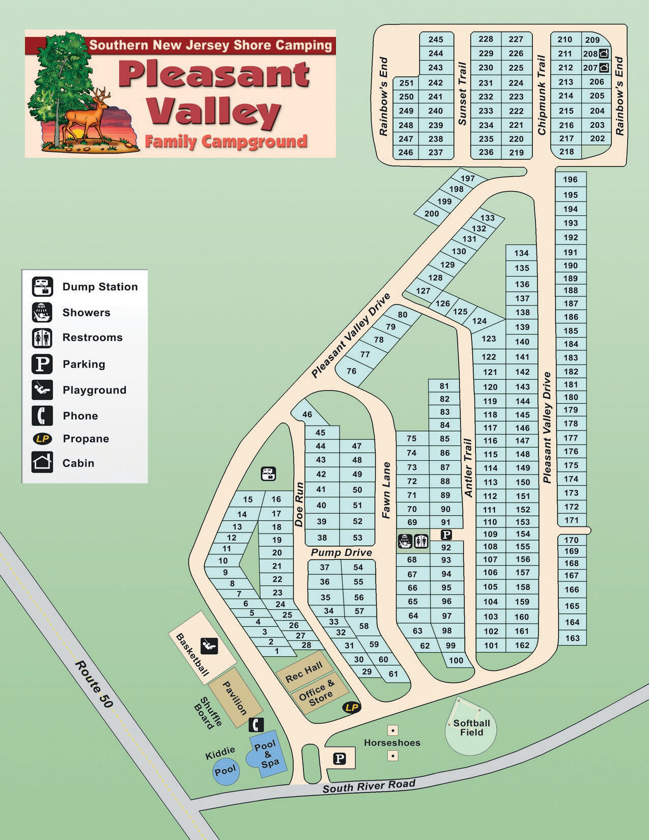 Pleasant Valley Family Campground Site Map